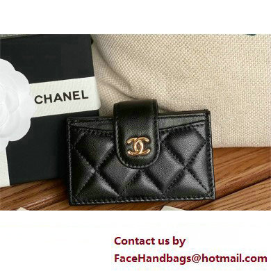 Chanel SHEEPSKIN &  Gold-Tone Metal Card Holder AP0342 BLACK 2023